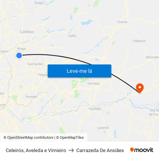 Celeirós, Aveleda e Vimieiro to Carrazeda De Ansiães map