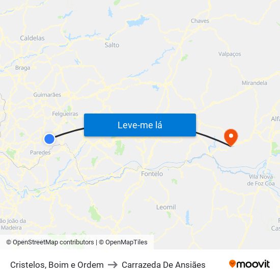 Cristelos, Boim e Ordem to Carrazeda De Ansiães map