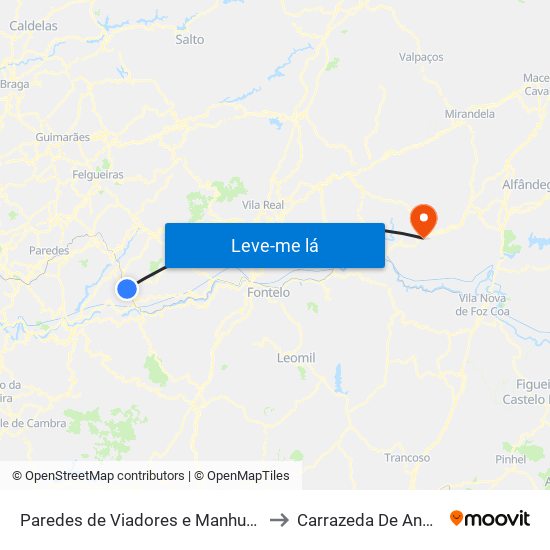 Paredes de Viadores e Manhuncelos to Carrazeda De Ansiães map