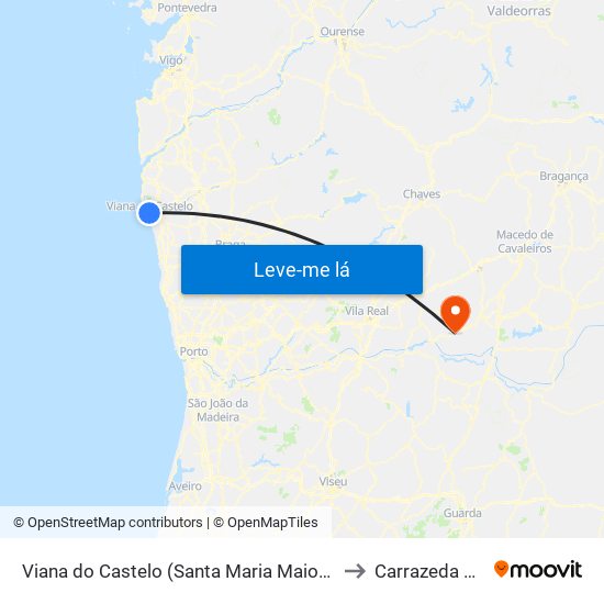 Viana do Castelo (Santa Maria Maior e Monserrate) e Meadela to Carrazeda De Ansiães map