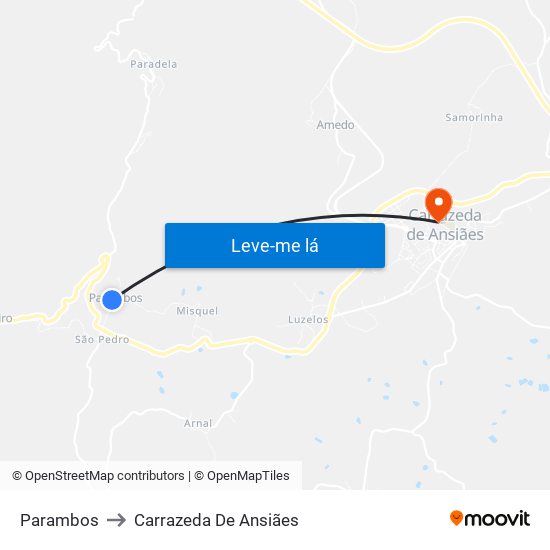 Parambos to Carrazeda De Ansiães map