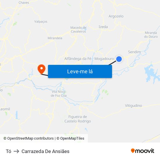 Tó to Carrazeda De Ansiães map