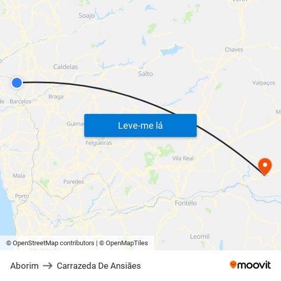 Aborim to Carrazeda De Ansiães map