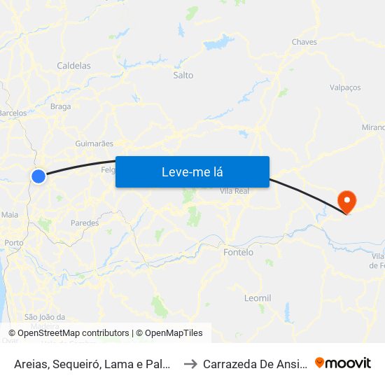 Areias, Sequeiró, Lama e Palmeira to Carrazeda De Ansiães map