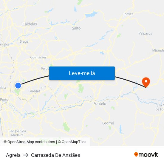 Agrela to Carrazeda De Ansiães map