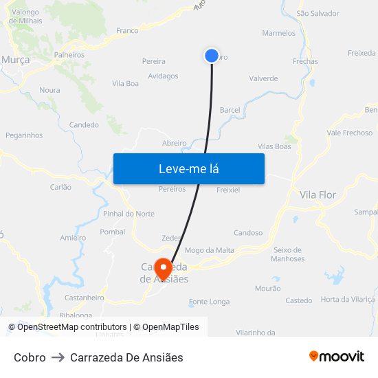 Cobro to Carrazeda De Ansiães map