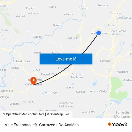 Vale Frechoso to Carrazeda De Ansiães map