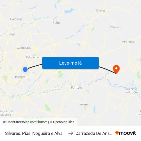 Silvares, Pias, Nogueira e Alvarenga to Carrazeda De Ansiães map