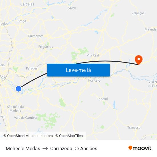 Melres e Medas to Carrazeda De Ansiães map