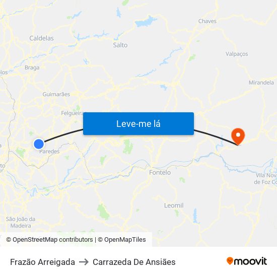 Frazão Arreigada to Carrazeda De Ansiães map