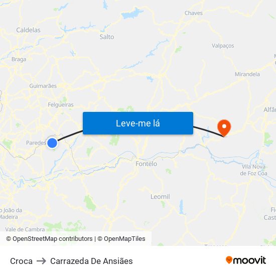 Croca to Carrazeda De Ansiães map