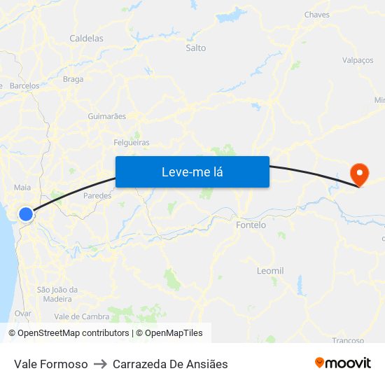 Vale Formoso to Carrazeda De Ansiães map