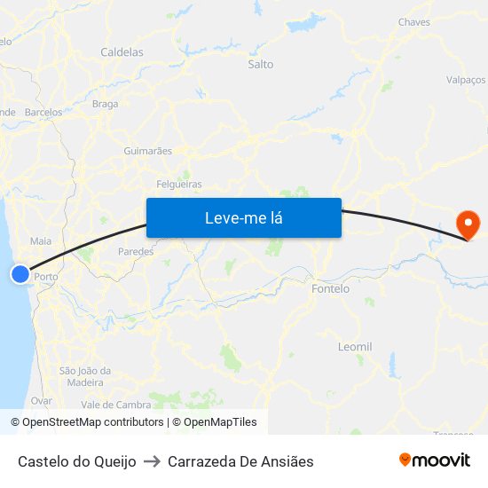 Castelo do Queijo to Carrazeda De Ansiães map