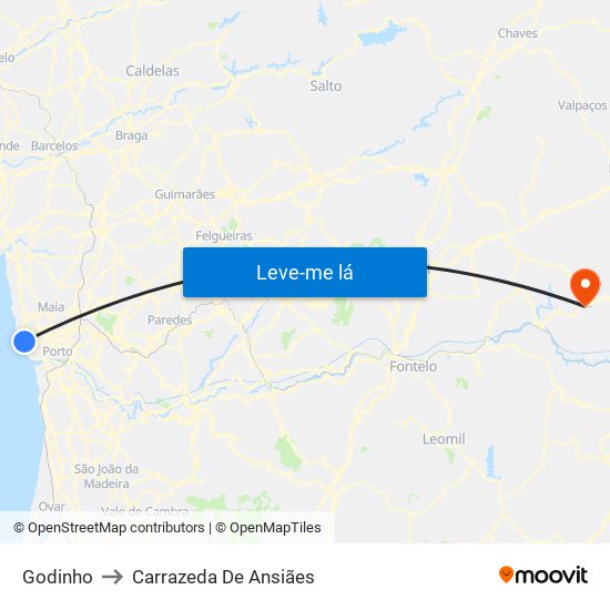 Godinho to Carrazeda De Ansiães map