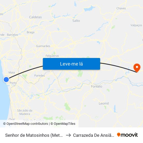 Senhor de Matosinhos (Metro) to Carrazeda De Ansiães map