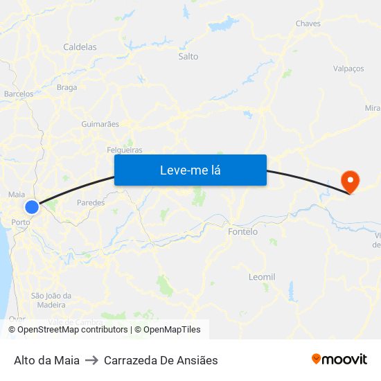 Alto da Maia to Carrazeda De Ansiães map