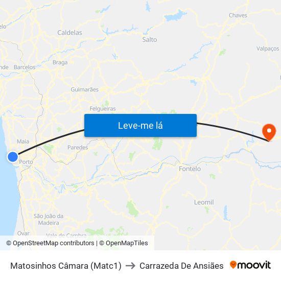 Matosinhos Câmara (Matc1) to Carrazeda De Ansiães map