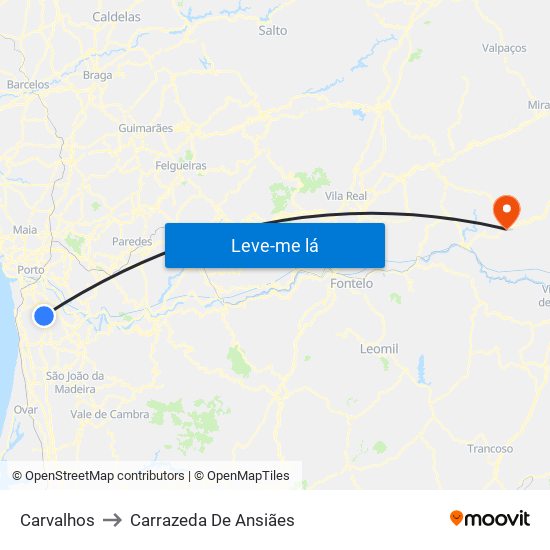 Carvalhos to Carrazeda De Ansiães map