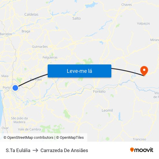 S.Ta Eulália to Carrazeda De Ansiães map