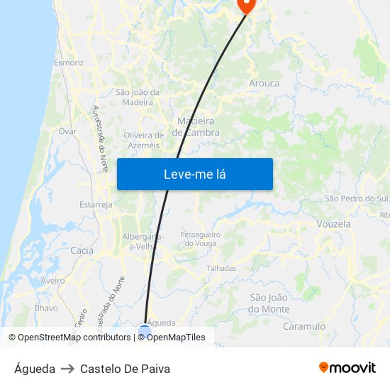 Águeda to Castelo De Paiva map
