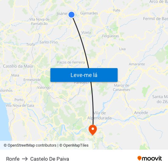 Ronfe to Castelo De Paiva map