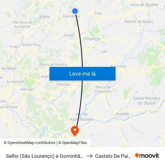 Selho (São Lourenço) e Gominhães to Castelo De Paiva map