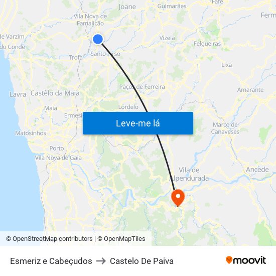 Esmeriz e Cabeçudos to Castelo De Paiva map