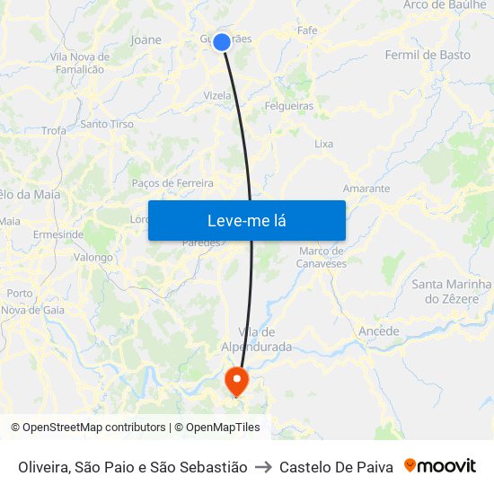 Oliveira, São Paio e São Sebastião to Castelo De Paiva map