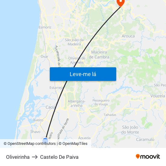 Oliveirinha to Castelo De Paiva map