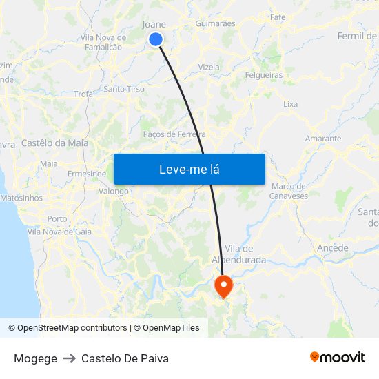 Mogege to Castelo De Paiva map