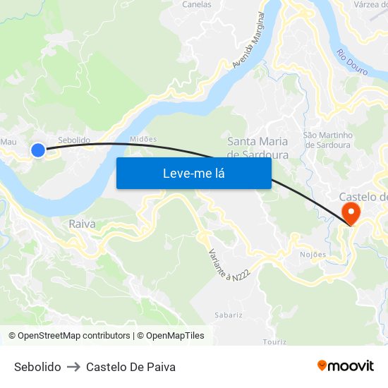 Sebolido to Castelo De Paiva map