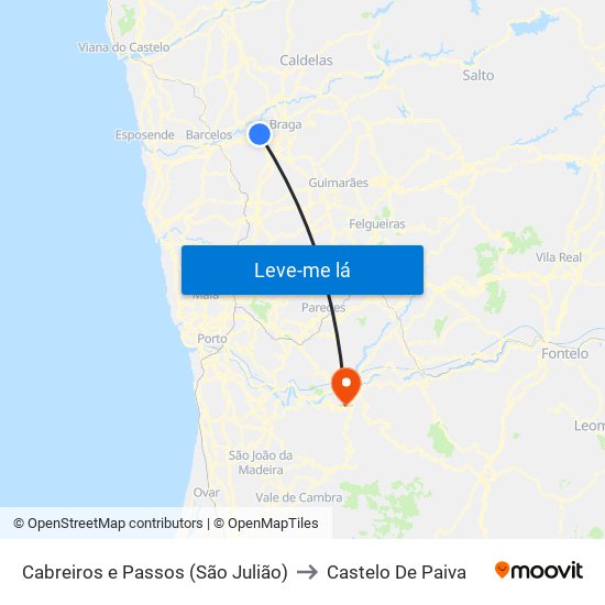 Cabreiros e Passos (São Julião) to Castelo De Paiva map