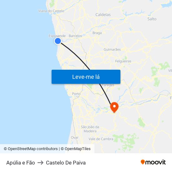 Apúlia e Fão to Castelo De Paiva map