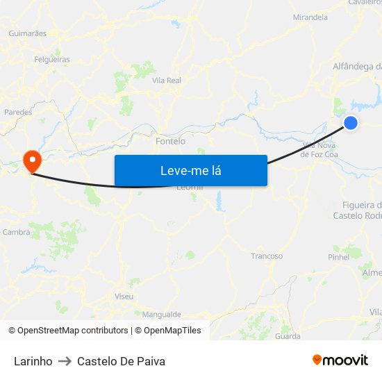 Larinho to Castelo De Paiva map