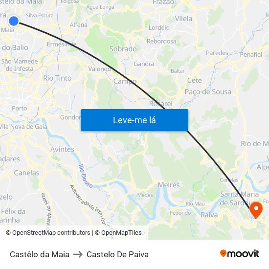 Castêlo da Maia to Castelo De Paiva map