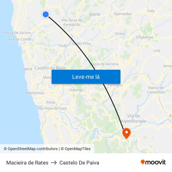 Macieira de Rates to Castelo De Paiva map