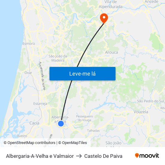 Albergaria-A-Velha e Valmaior to Castelo De Paiva map