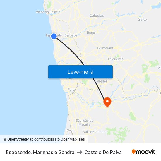 Esposende, Marinhas e Gandra to Castelo De Paiva map