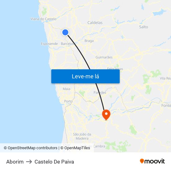 Aborim to Castelo De Paiva map