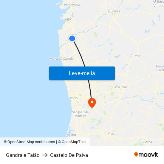Gandra e Taião to Castelo De Paiva map