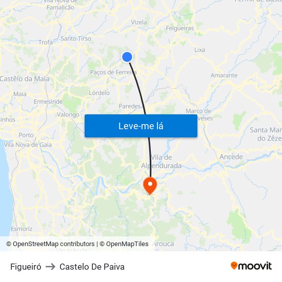 Figueiró to Castelo De Paiva map