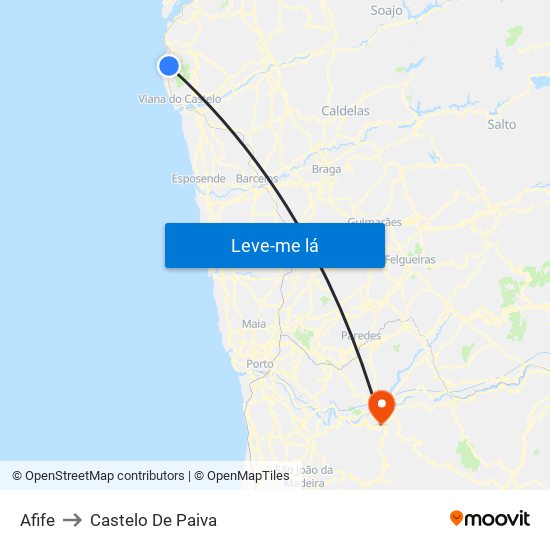 Afife to Castelo De Paiva map