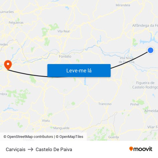 Carviçais to Castelo De Paiva map