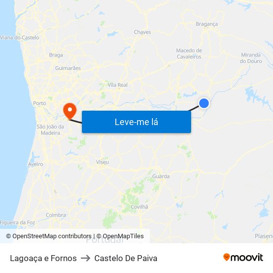 Lagoaça e Fornos to Castelo De Paiva map