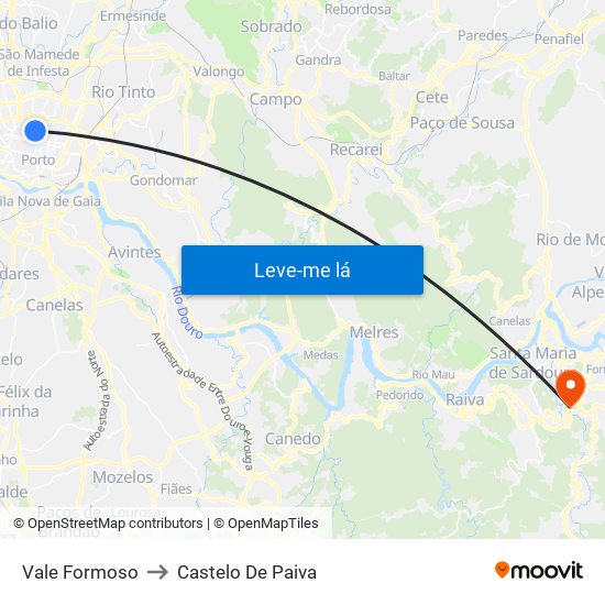 Vale Formoso to Castelo De Paiva map