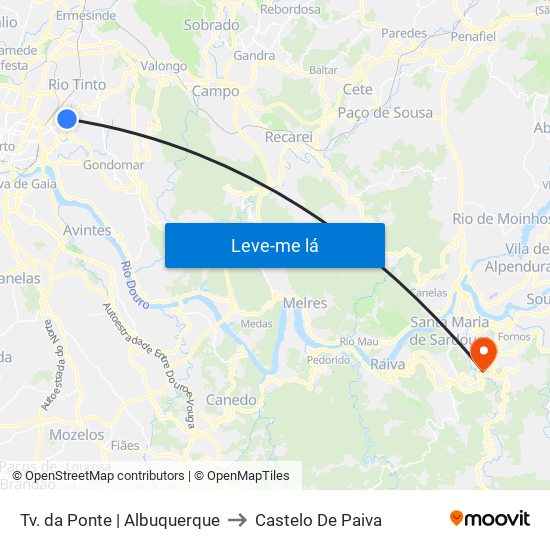 Tv. da Ponte | Albuquerque to Castelo De Paiva map