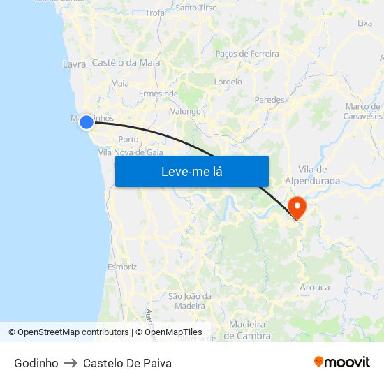 Godinho to Castelo De Paiva map