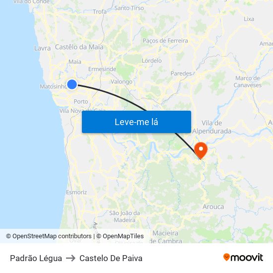 Padrão Légua to Castelo De Paiva map