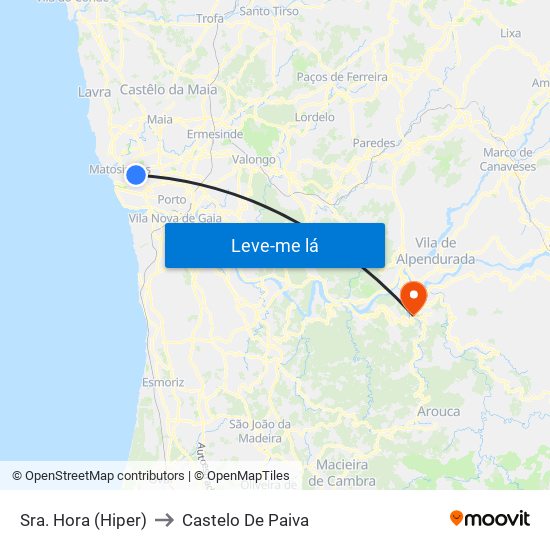 Sra. Hora (Hiper) to Castelo De Paiva map