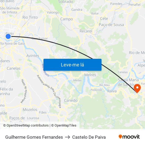 Guilherme Gomes Fernandes to Castelo De Paiva map